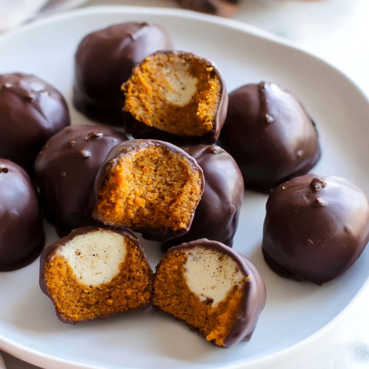 Deliciously spiced Gingerbread Pumpkin Muffin Ice Cream Bites, a unique dessert treat idea.  