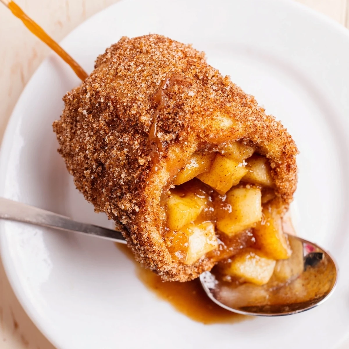 Delicious spiced caramel apple filling nestled inside churro cookie pops.  