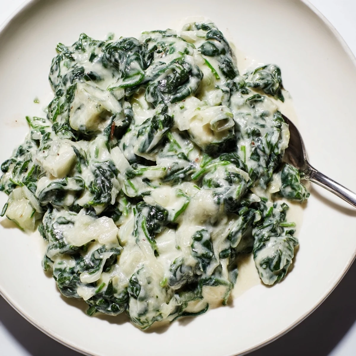 A delicious creamed spinach dish, perfect for pairing with steak or chicken dinners.  
