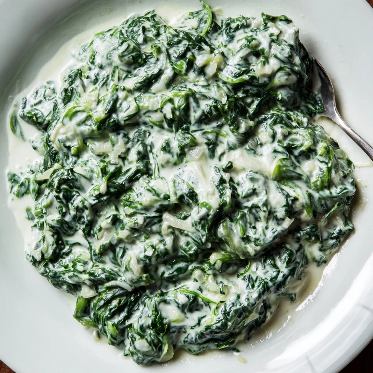 Creamed spinach served in a bowl, highlighting its creamy texture and vibrant color.  