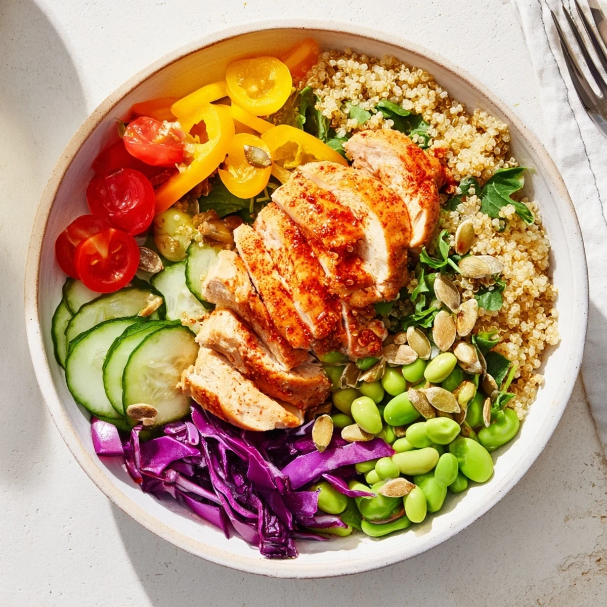 Delicious Healthy Meal-Prep Bowls showcasing fresh ingredients and zesty dressing for flavor.