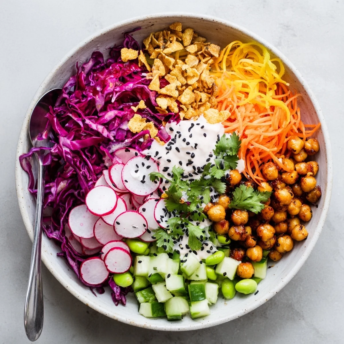 Satisfying ASMR Crunch Snack Bowls bursting with textured layers and fresh flavors.  