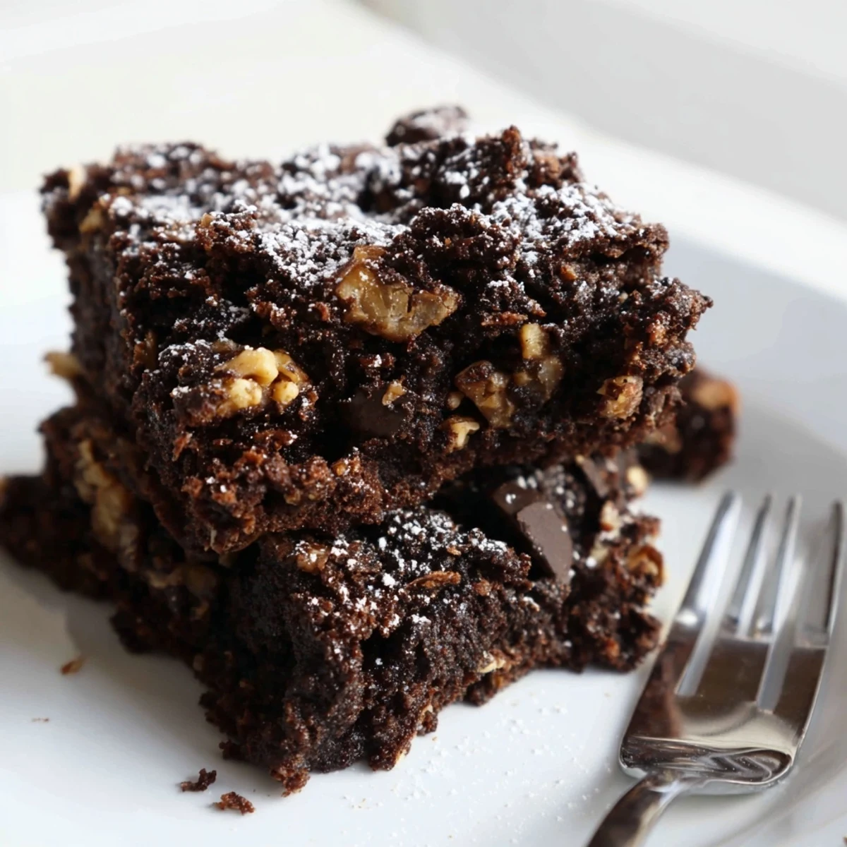 Rich, fudgy Zero-Waste Brownies using nut-milk pulp topped with dark chocolate chips.  