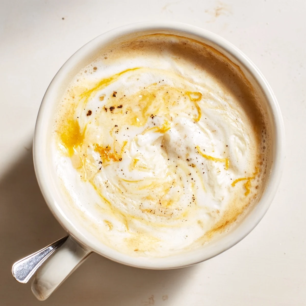 Creamy Onion Latte topped with frothed milk, perfect for adventurous coffee lovers.  