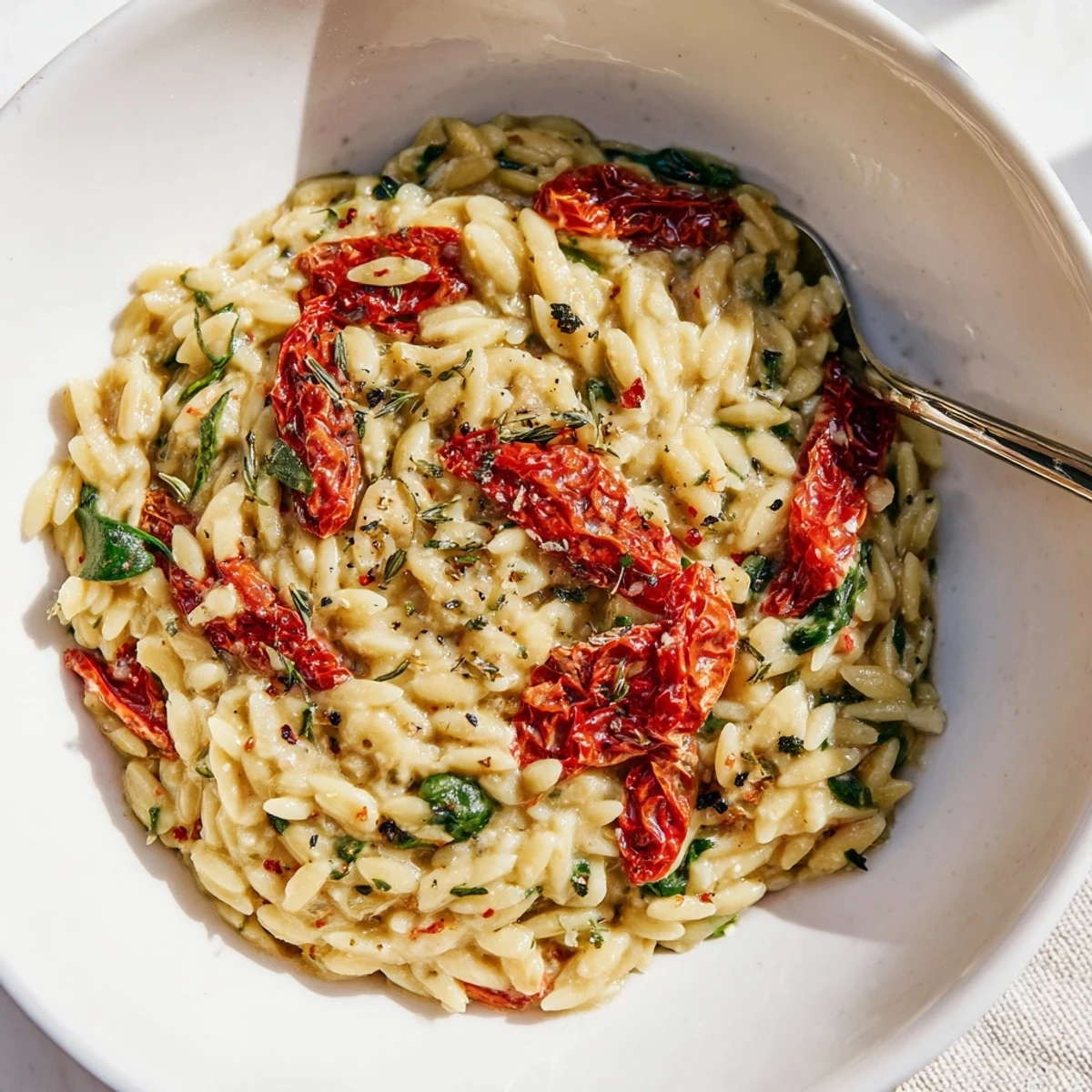 Creamy Tuscan Orzo Bowl