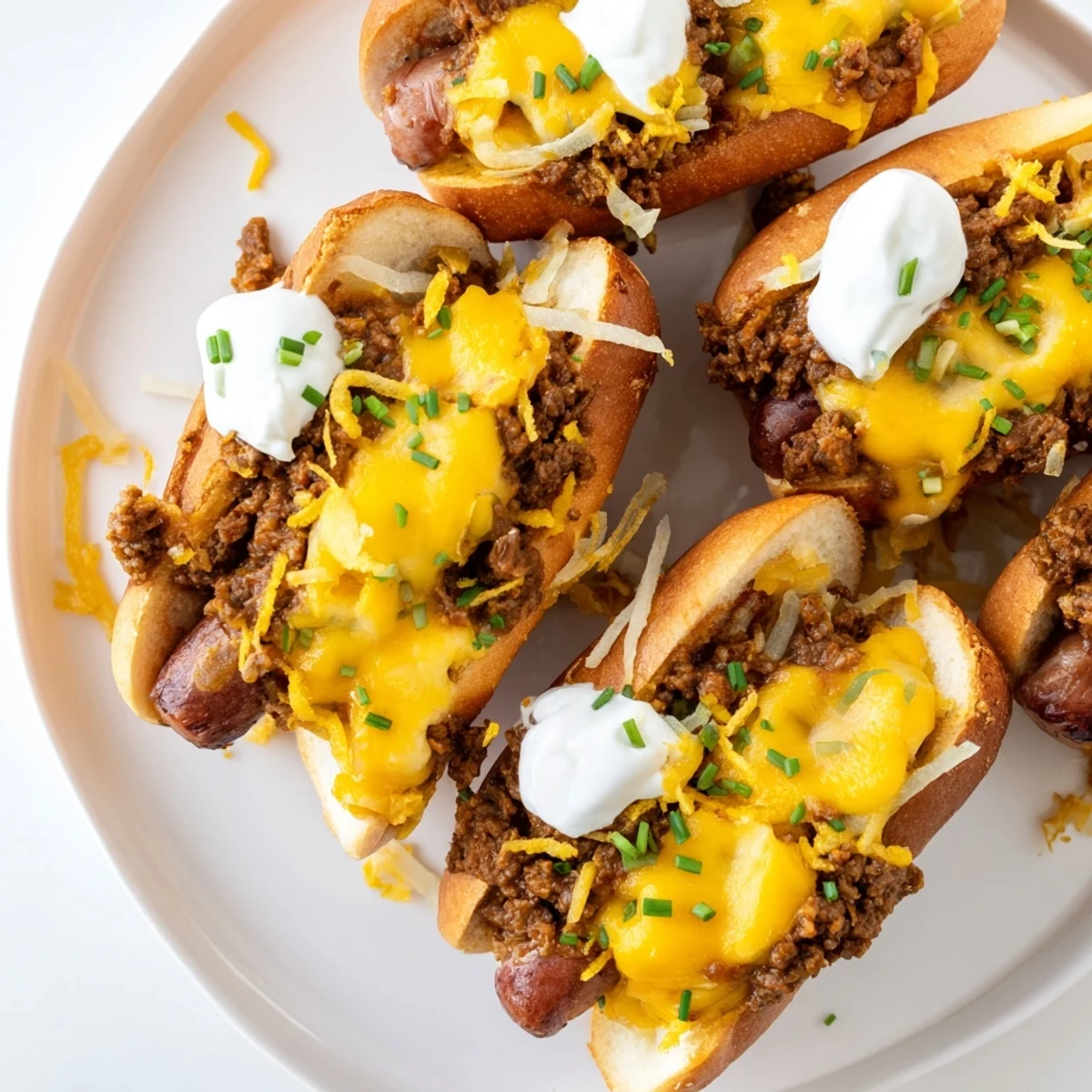 A bubbling, cheesy Chili Dog Casserole, a comforting baked dish with hot dogs and chili.