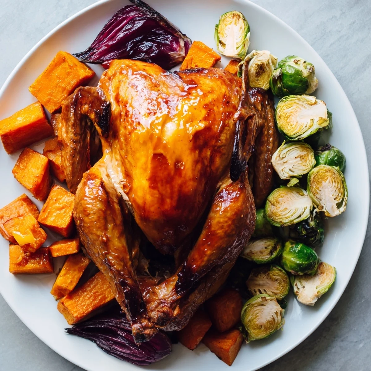 Sheet-Pan Roasted Turkey Breast features juicy turkey with vibrant roasted winter vegetables and cranberry glaze.