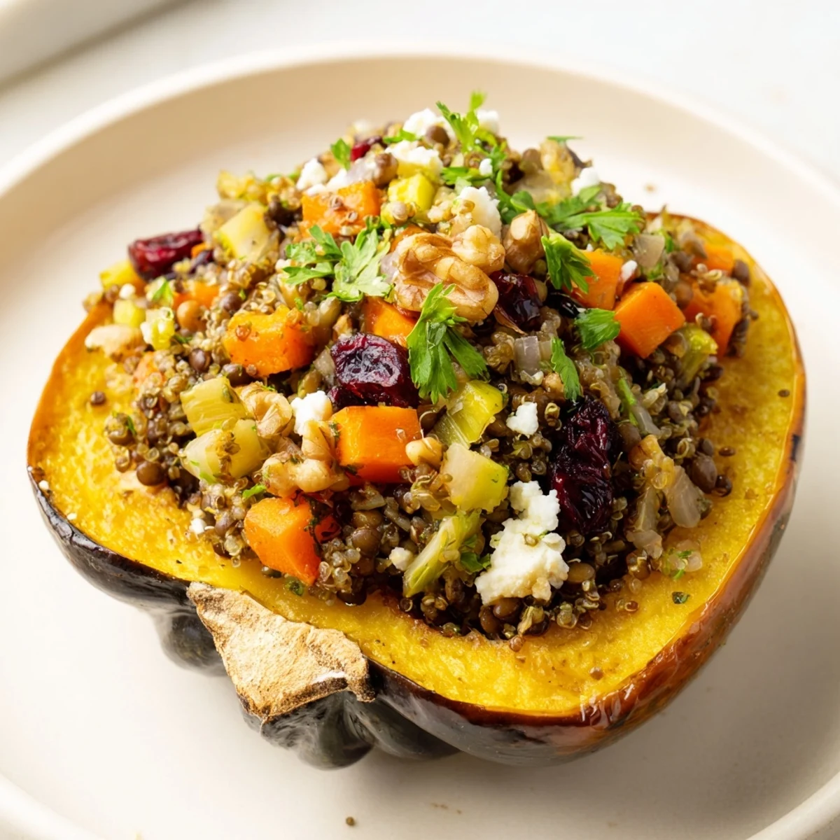 Lentil Walnut Stuffed Squash
