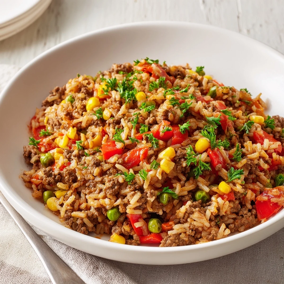 Ground Beef Skillet Veggies Rice
