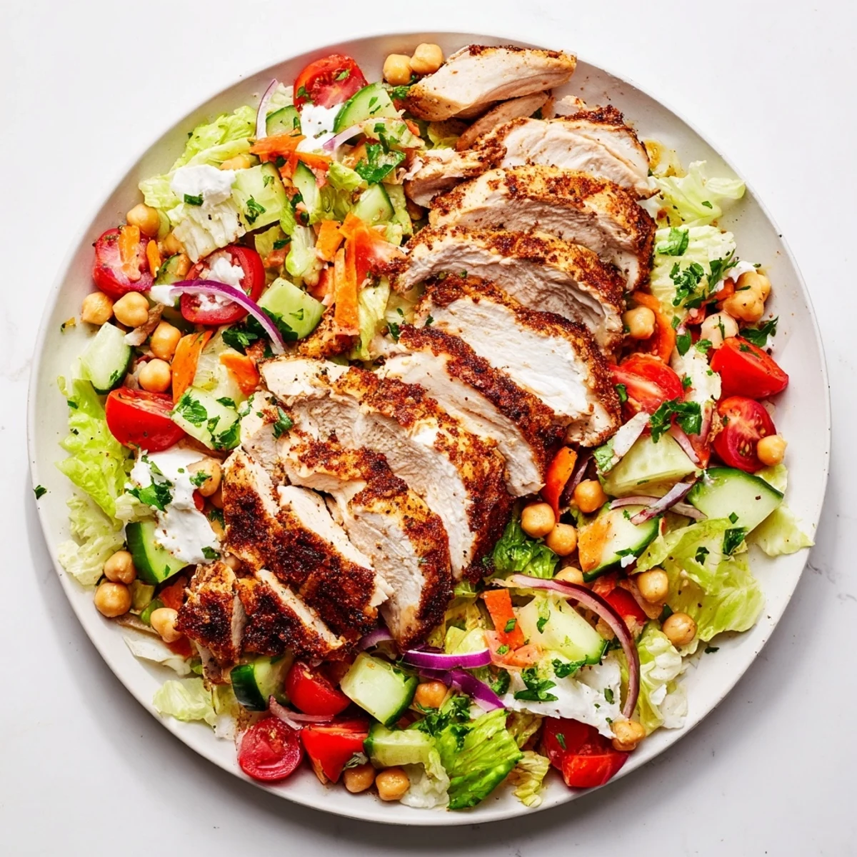 This refreshing Chicken Salad's tender chicken and crisp veggies are tossed in a zesty dressing.