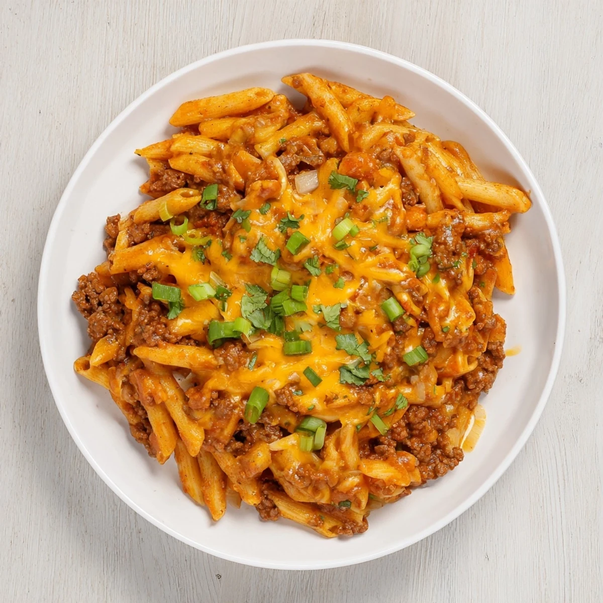 Enjoy a steaming bowl of Easy Beef Enchilada Pasta, perfect for a satisfying weeknight dinner.