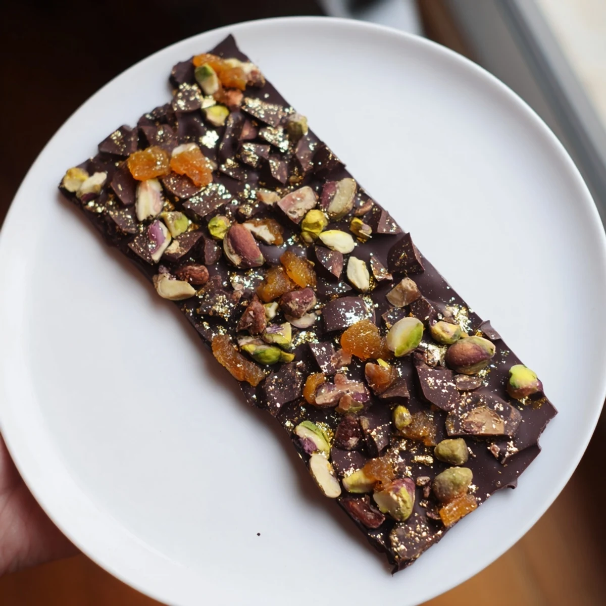 Dark chocolate studded with pistachios and apricots transforms into delicious Dubai Chocolate Bark.