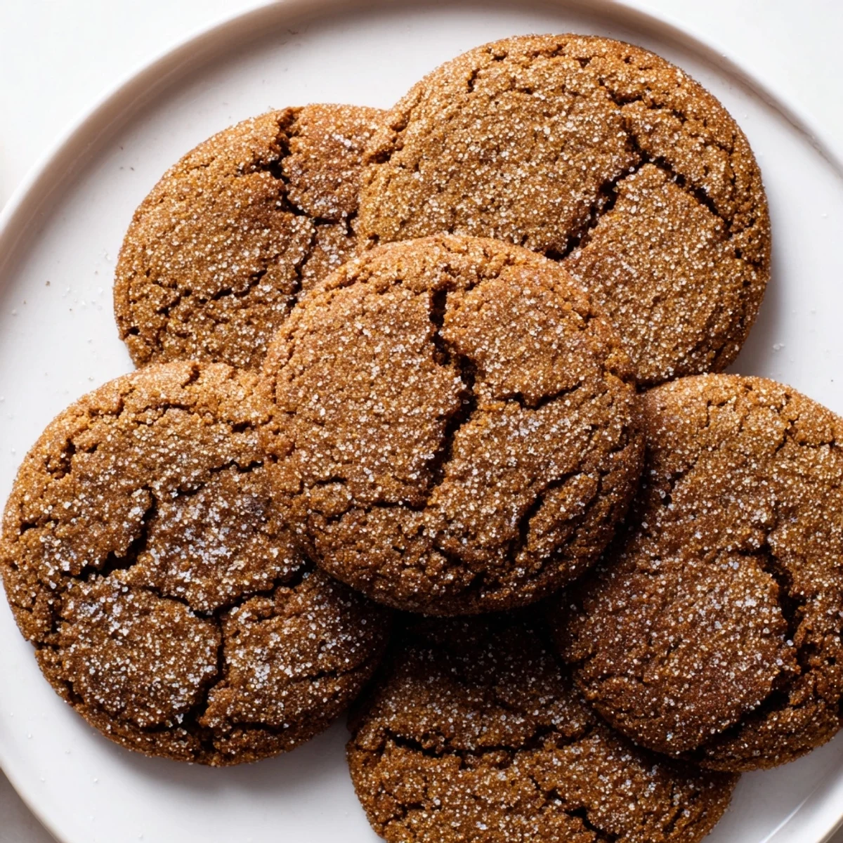 Freshly baked Express Gingerbread Latte Cookies, a blend of molasses and espresso, sugared lightly.