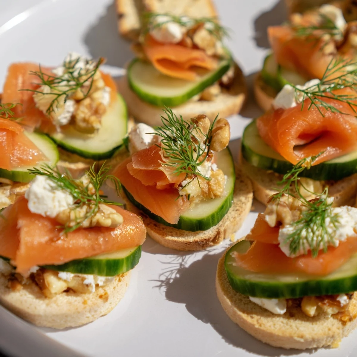 A stunning platter of champagne pairings: smoked salmon, Brie, and fresh fruit for New Year's.