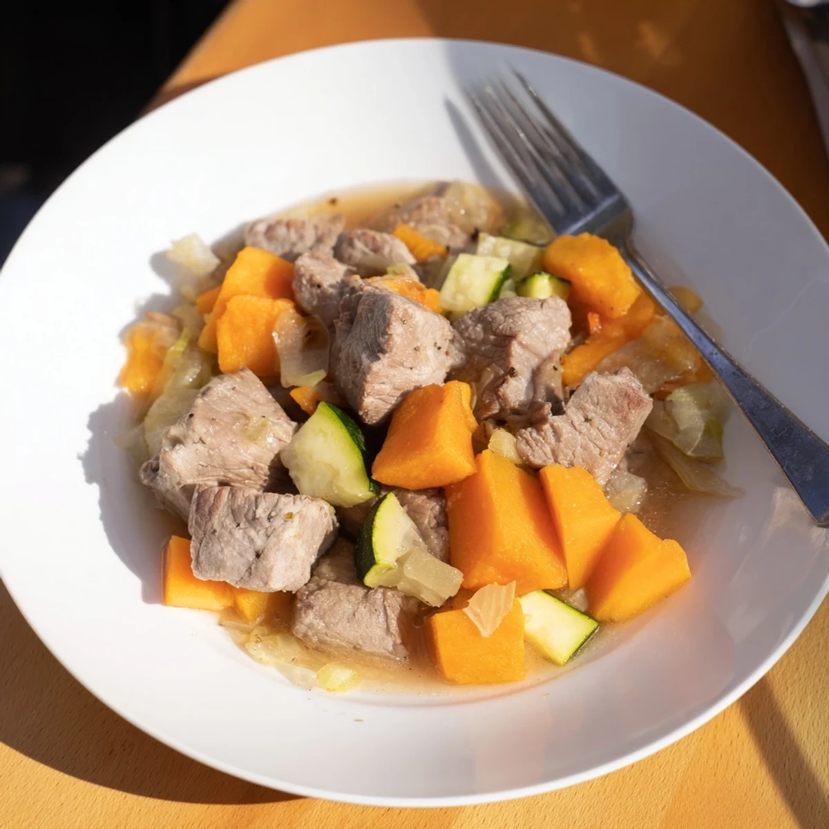 Tender Sweet Lamb Platter for Baby: a stew of soft lamb and colorful veggies, served warm.