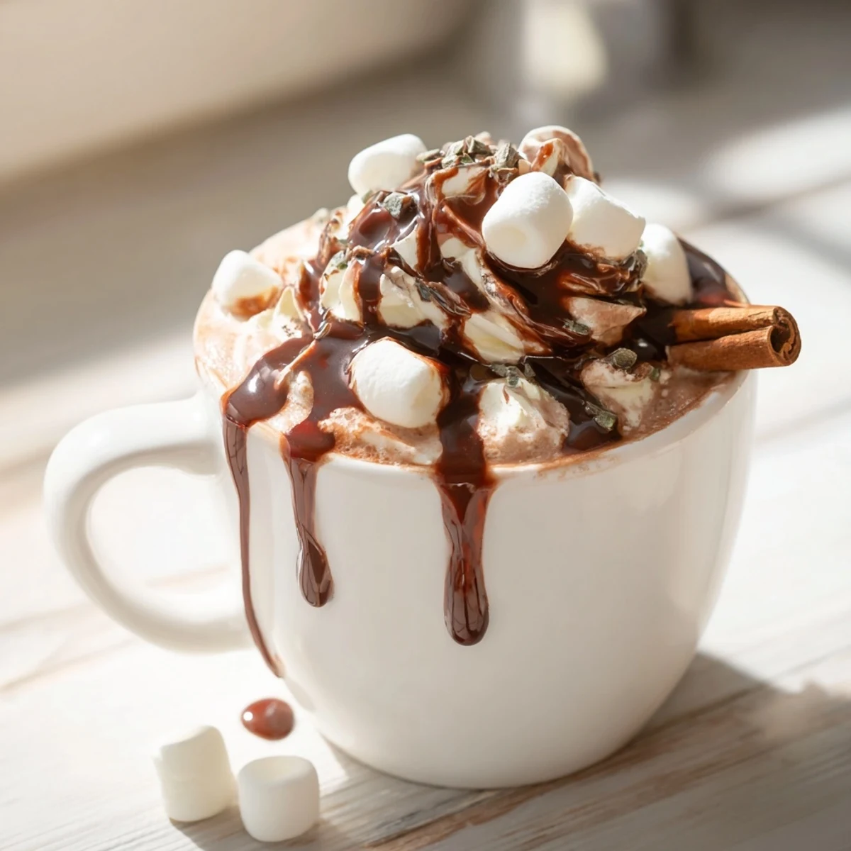 Cozy Reindeer Hot Cocoa Bar, brimming with marshmallows, ready for a festive holiday treat.