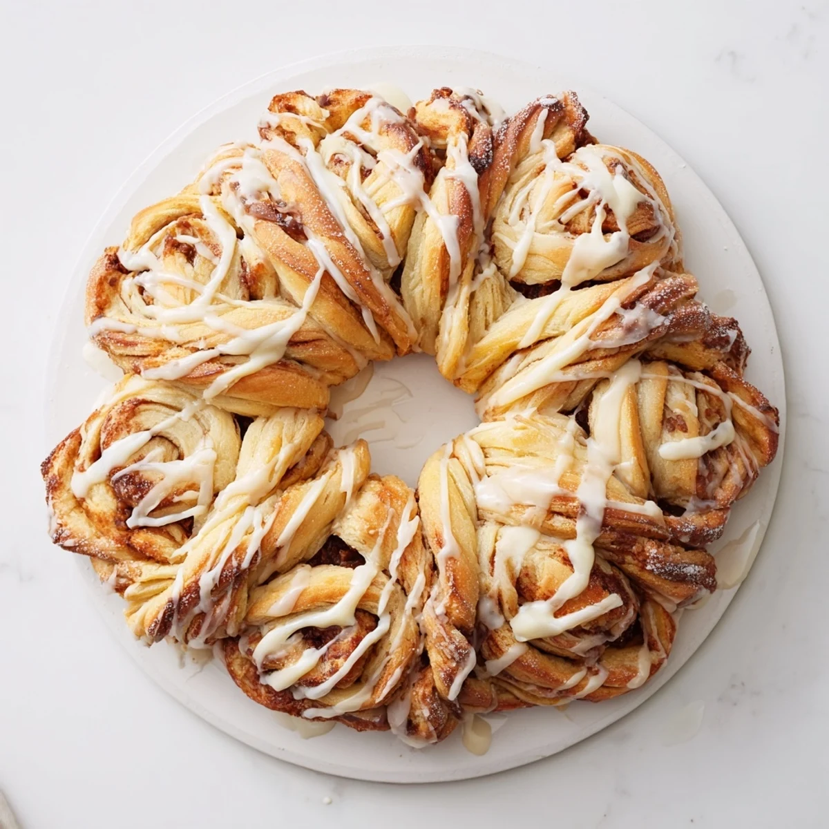 Warm, cinnamon-filled Giant Snowflake Sweet Roll Centerpiece topped with a sweet, drizzled icing for the holidays.
