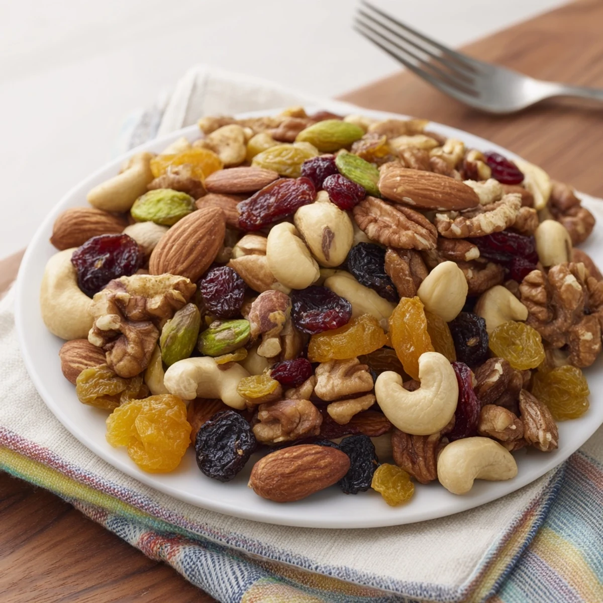 A vibrant pile of Easy Party: Assorted Nuts and Dried Fruit, ready for festive snacking.