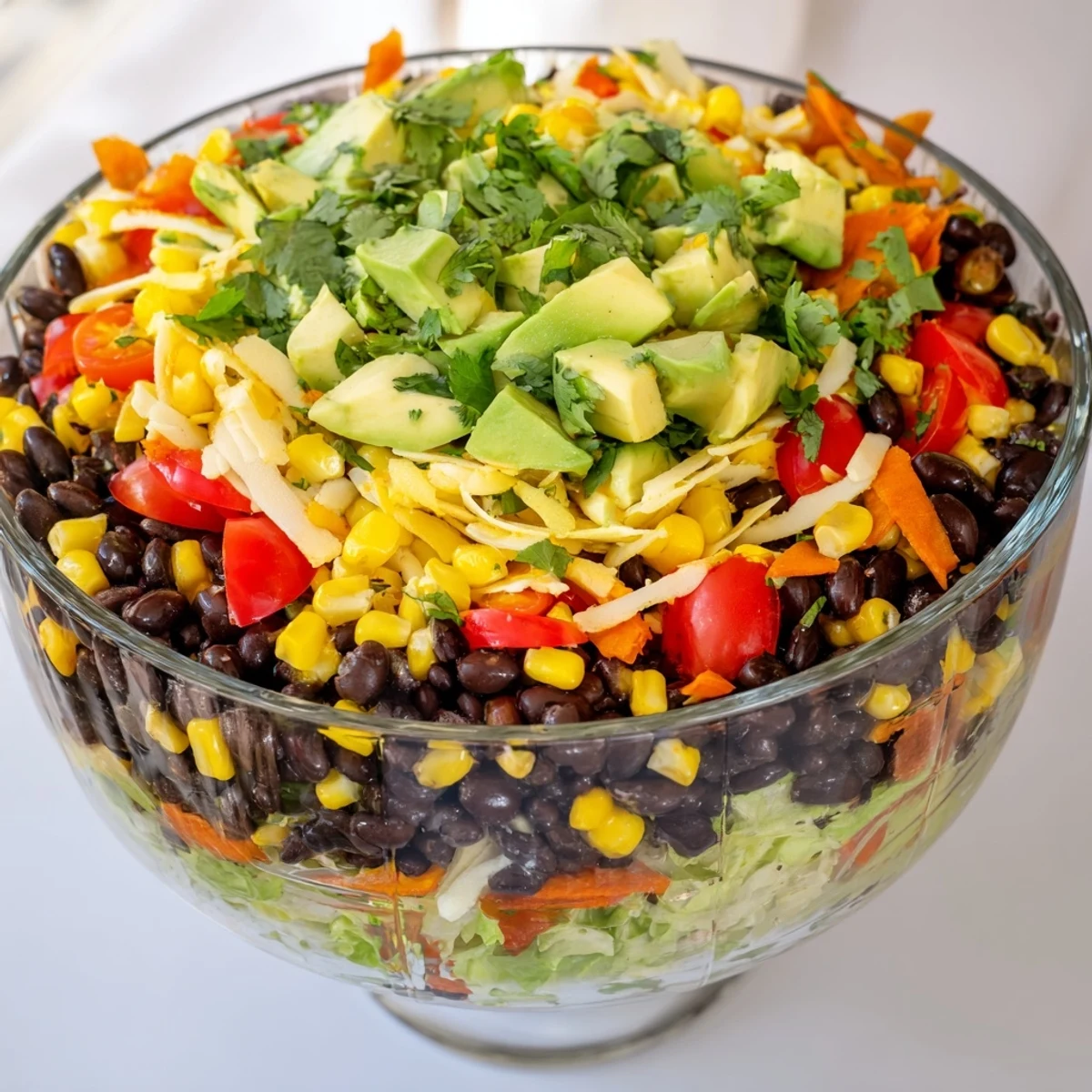 Delicious Southwest Sunset Palette: a refreshing salad with a beautiful presentation and a zesty lime dressing.