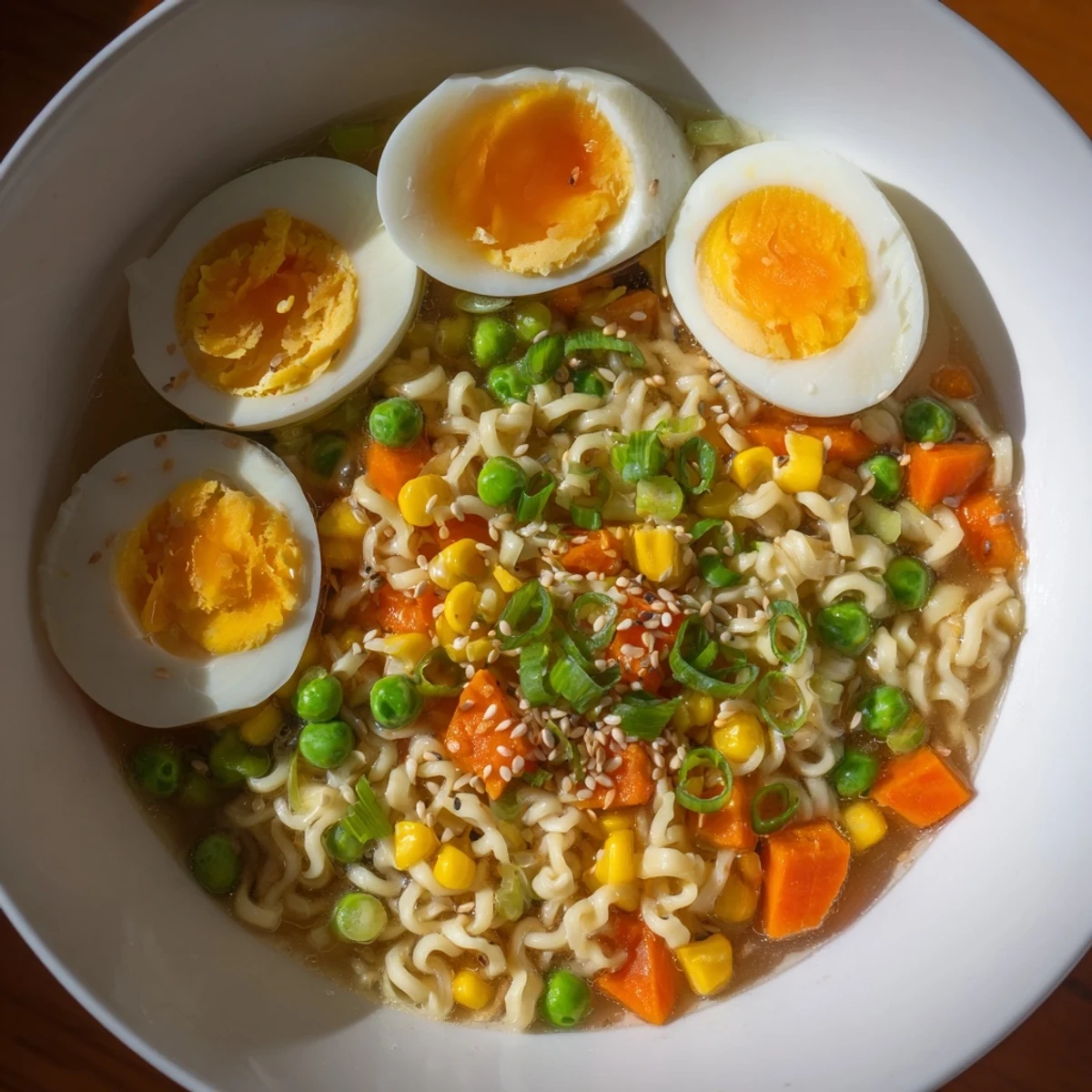 Delicious and comforting bowl of Ramen Upgrade with Frozen Peas, perfectly garnished for serving.