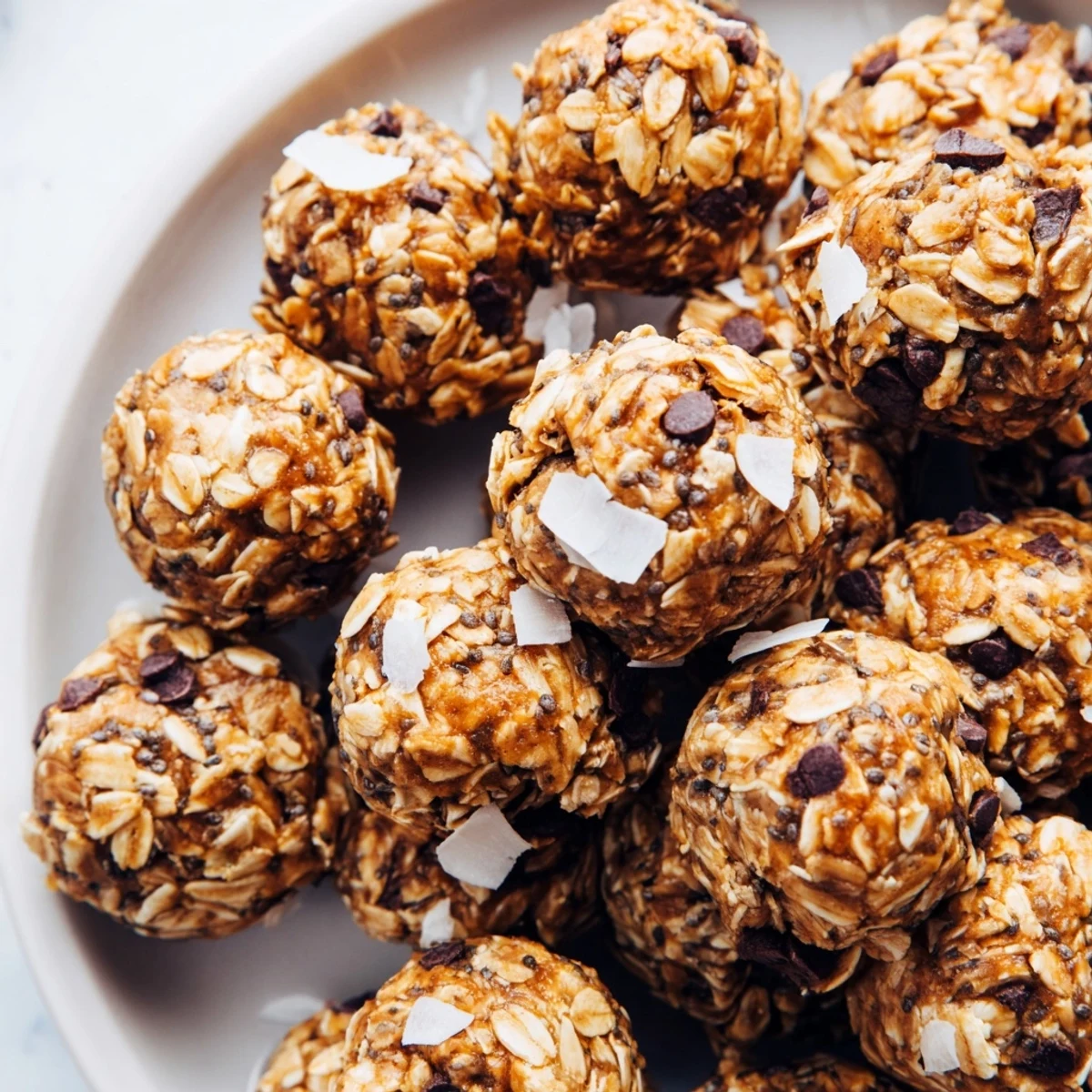 Almond-Chia Energy Bites ready to eat, boasting a chewy texture and sweet, nutty flavors.