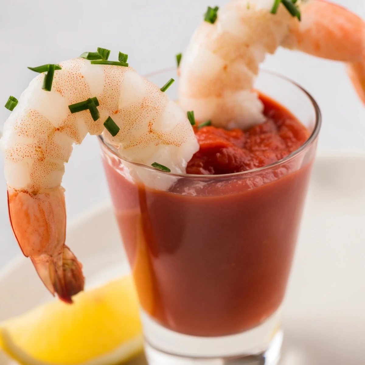 Elegant retro prawn cocktail shooters, chilled and vibrant, ready for an easy party appetizer.