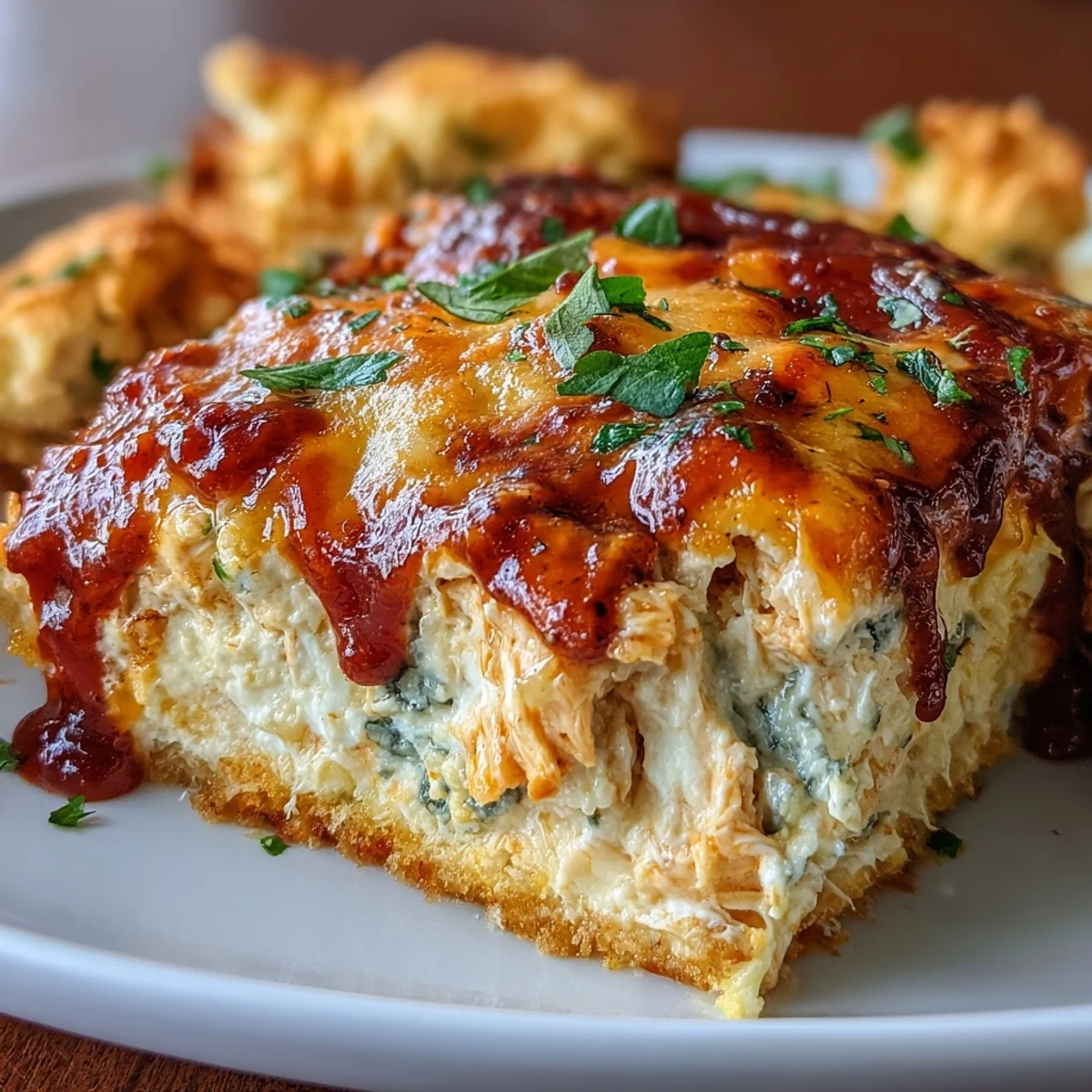 Buffalo Chicken Dip baked golden and bubbly, perfect with celery sticks and crisp tortilla chips.