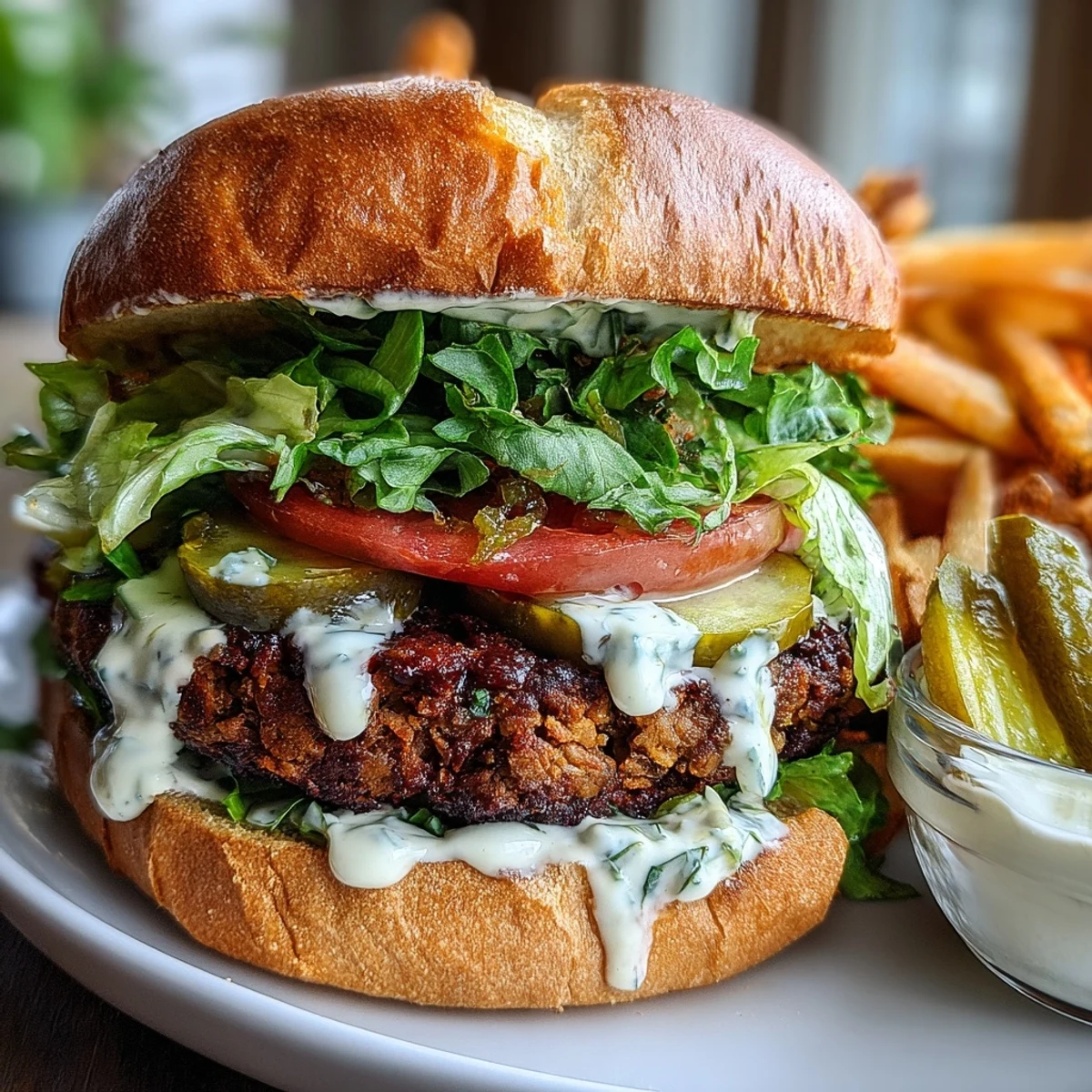 Golden-baked Black-Eyed Pea Burger Patties are firm and garnished with fresh parsley on a rustic wooden board.