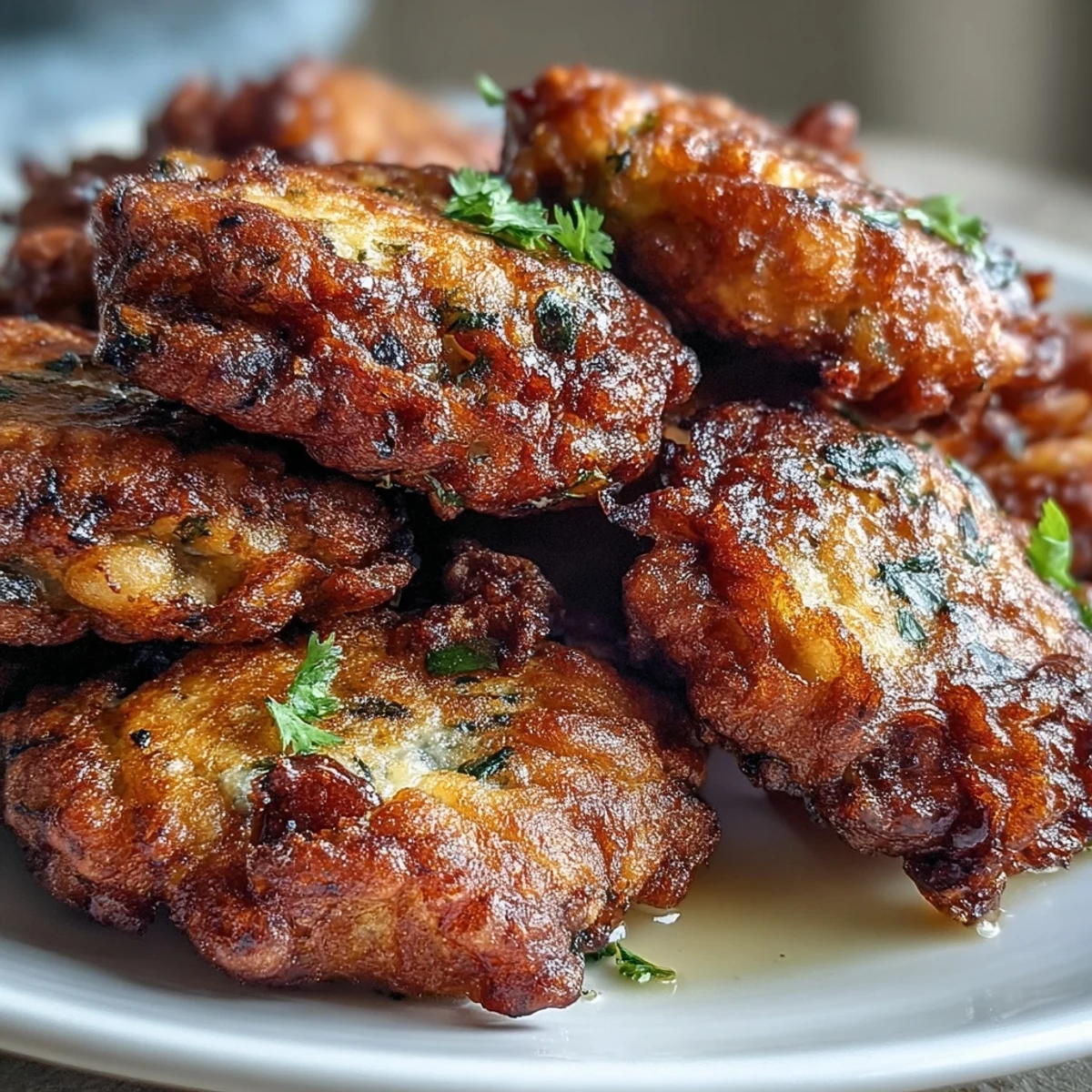 Crispy Black-Eyed Pea Fritters are golden brown and served warm with a creamy dipping sauce on the side.