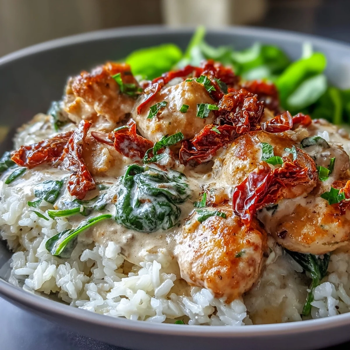 Creamy Tuscan Chicken Rice Skillet