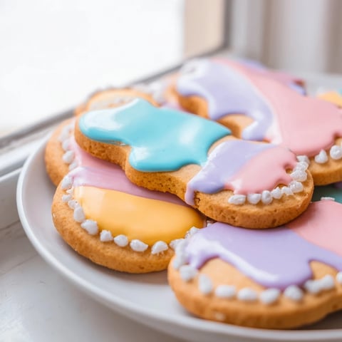 Buttery sugar cookies, generously drizzled with colorful icing, await your sweet tooth.