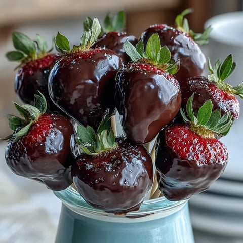 A beautiful bouquet of chocolate-covered strawberries arranged for Valentine's Day gifting.