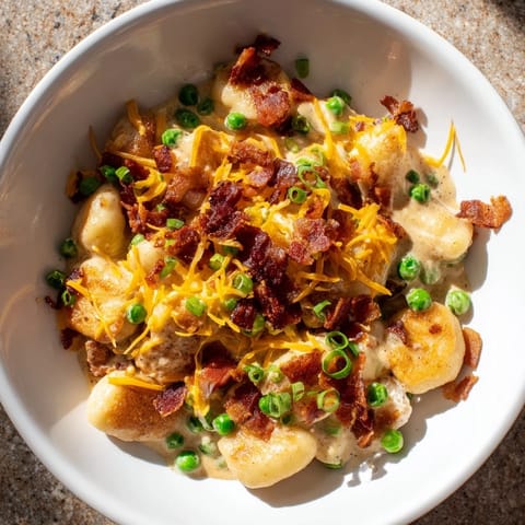 Flavorful Creamy Crack Chicken Gnocchi features tender gnocchi and a rich, creamy sauce with bacon.