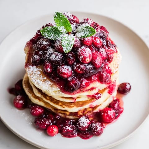 A delicious Brunch Board: Pancake Stack arrangement featuring a berry holly topping and maple syrup.