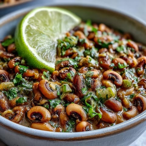 Hearty vegan Black-Eyed Pea Curry served in a rustic bowl alongside fluffy basmati rice and warm naan bread, perfect for a comforting, protein-rich dinner.