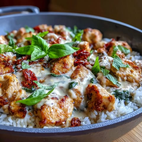 Creamy Tuscan Chicken Rice Skillet