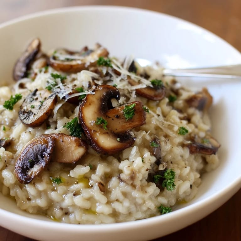 Indulge in this luscious Creamy Mushroom Risotto, ideal for special occasions.