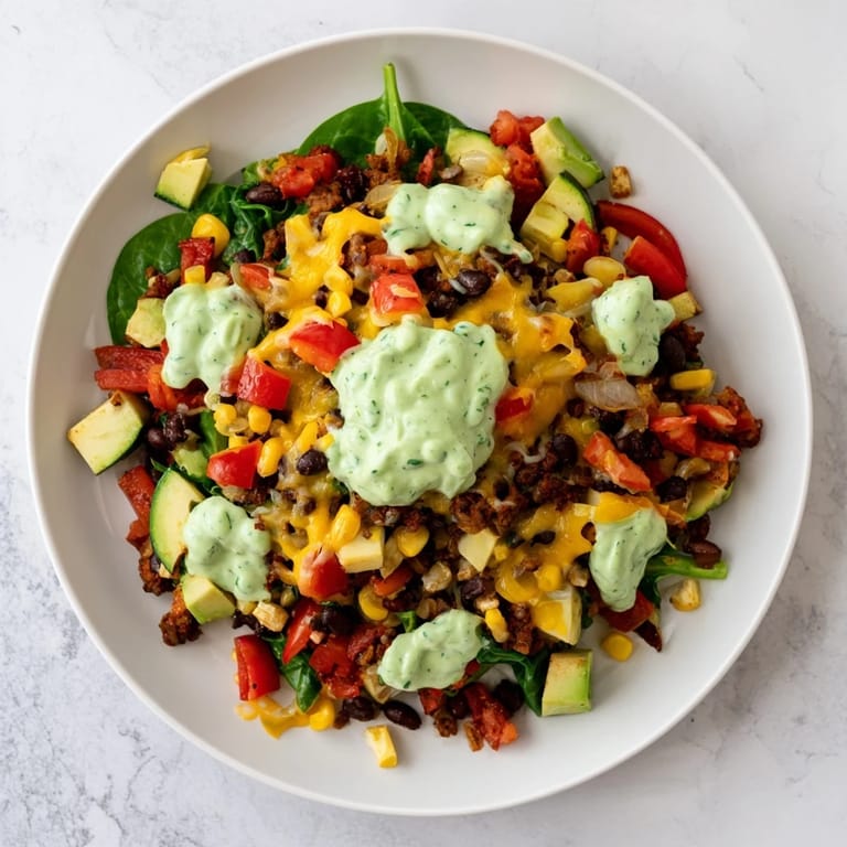 This delicious Veggie-Packed Taco Skillet offers layers of flavor and is served with fresh lime wedges.