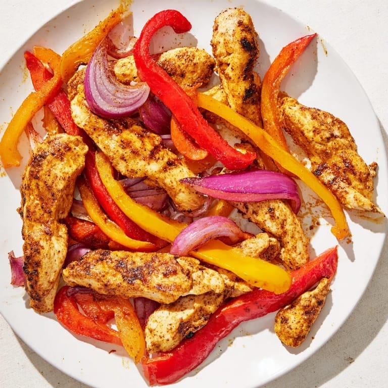 Juicy chicken strips and vegetables, perfectly charred in these easy Sheet-Pan Chicken Fajitas.