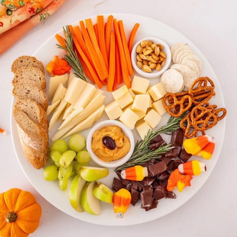 Autumn appetizer: Enjoy the flavors of autumn with this festive Pumpkin Patch Snack Board, ready in minutes.