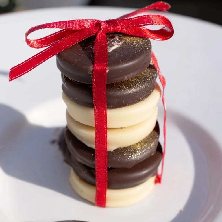 Arrangement of shimmering gold chocolate coin stacks, perfect festive edible decorations for the holidays.