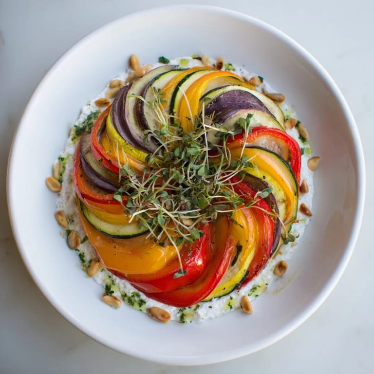 Imagine the elegant The Snail Shell Spiral, a vegetarian dish ready to be served and enjoyed.