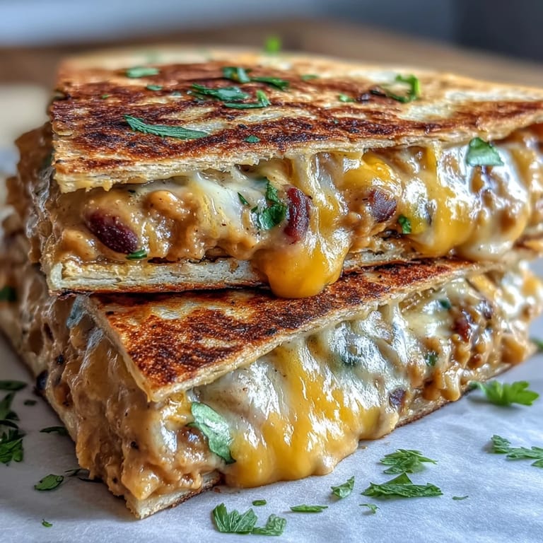 Sizzling Black-Eyed Pea Quesadilla in a skillet, revealing a creamy, protein-packed vegetarian filling.