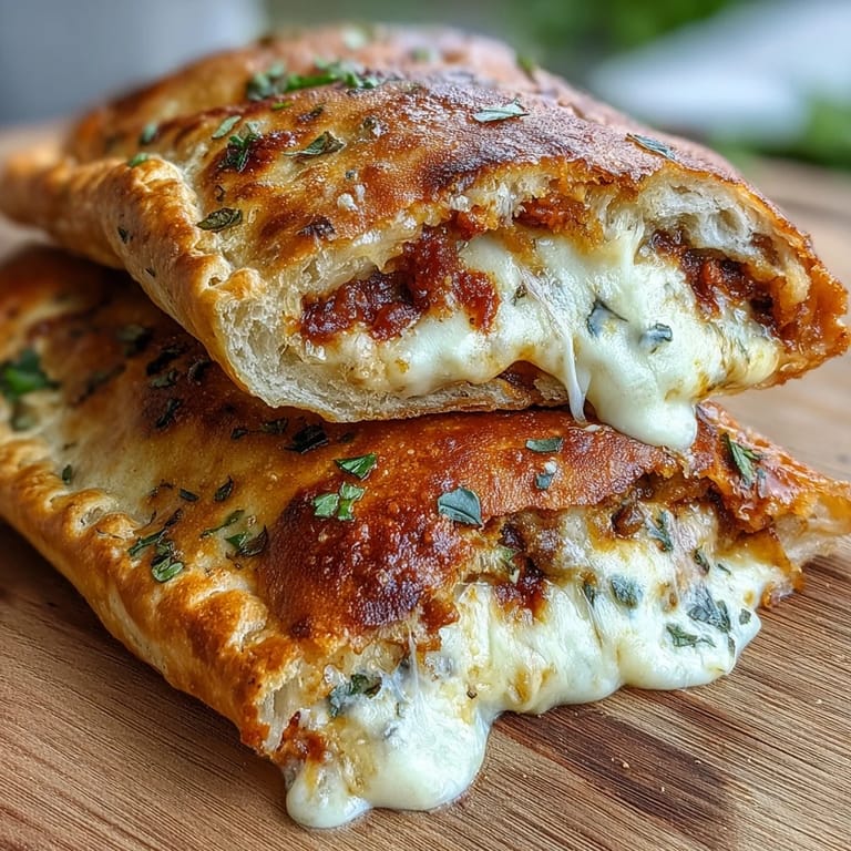 A close-up of a hand holding a warm High Protein Pizza Hot Pockets, ready for a healthy lunch on the go.