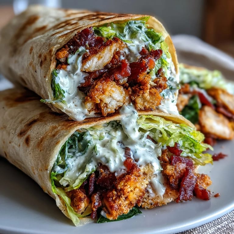 Warm flour tortillas wrapped around crispy chicken, crunchy lettuce, Parmesan, and smoky bacon in rich Caesar dressing.