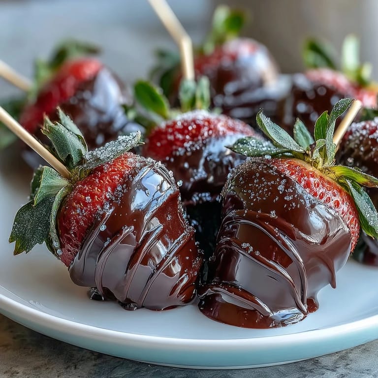 Hand-dipped chocolate strawberries on skewers, decorated with edible glitter and wrapped as a bouquet.