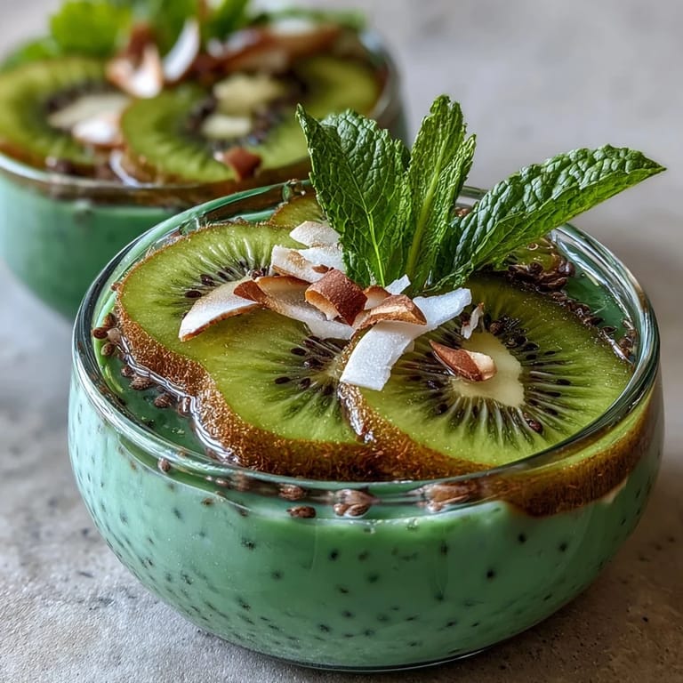 Refreshing vegan chia pudding layered with tangy kiwi and zesty lime for a healthy breakfast.  