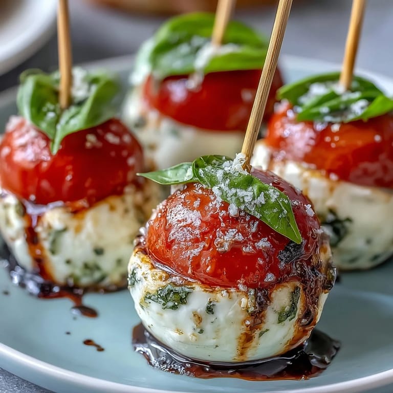 Elegant bridal shower appetizer featuring colorful Caprese skewers with fresh basil, cherry tomatoes, and mozzarella balls.
