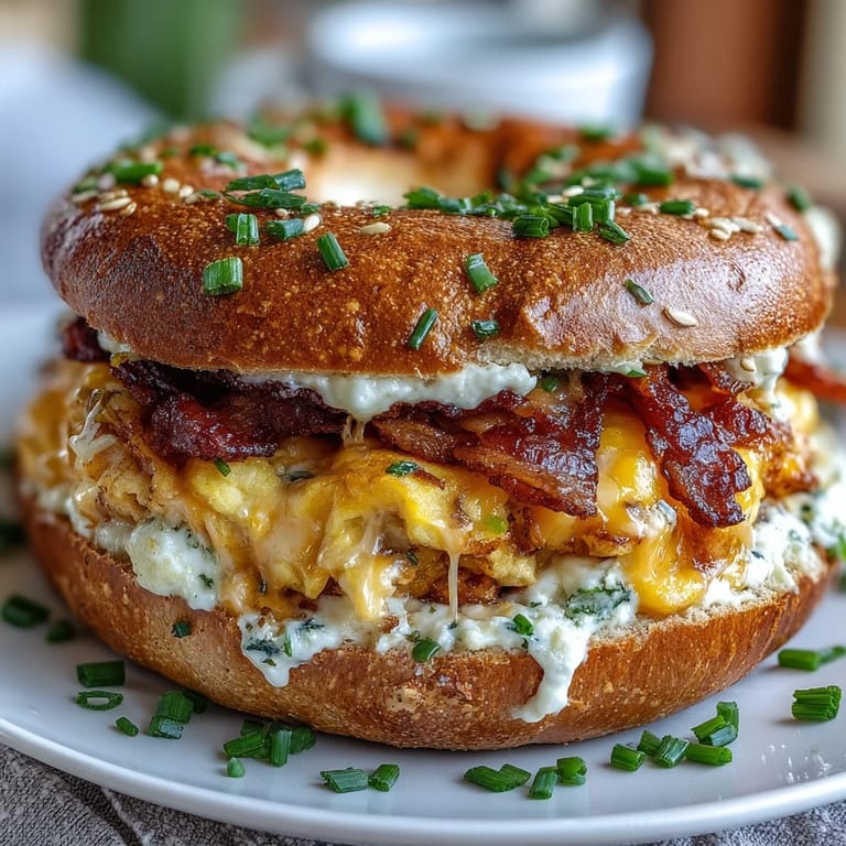 Chewy protein bagels filled with savory eggs and melty cheese, ideal for a nutritious, make-ahead breakfast.