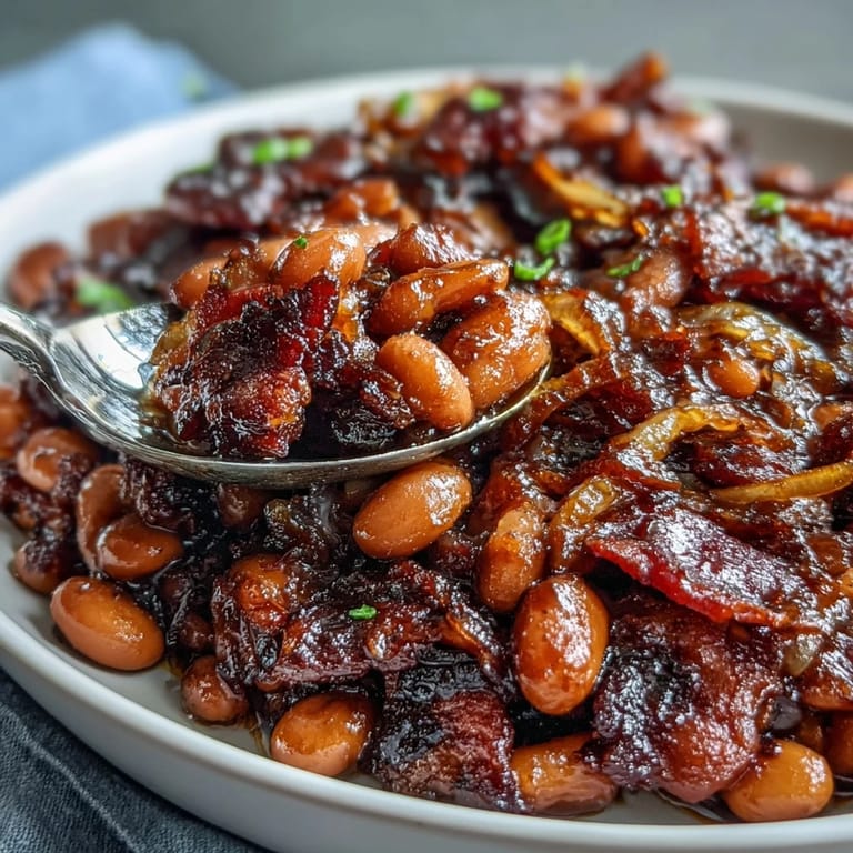 Slow-cooked, rich molasses baked beans, perfect for your summer cookout feast.